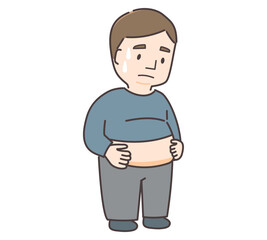 お腹周りを気にする中年男性のイラスト