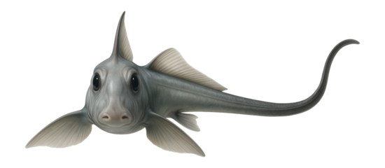 Chimaera with cartilaginous body and elongated, whip-like tail