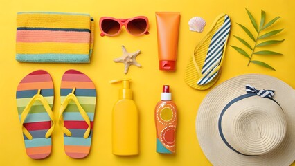 Colorful Beach Accessories for Summer Vacation and Fun Days