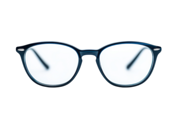 Chic Blue Frame Glasses Isolated on Black Fashion Eyewear Prescription Spectacles Designer on transparent background