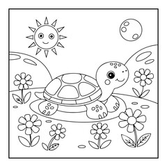 Fototapeta premium black and white turtle coloring pages