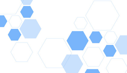 Geometric abstract background with blue hexagons. Computer network concept. Medical, technology or science design