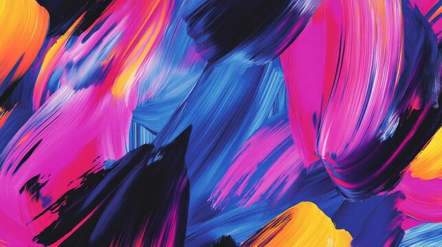 The stock photo shows a vibrant, abstract texture composed of bold brushstrokes in various colors.