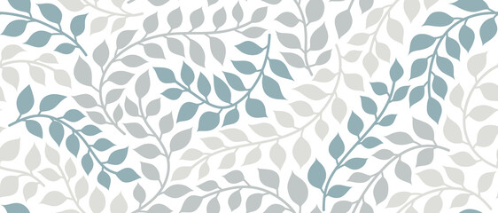 Silhouettes of identical leaf seamless pattern ector background.