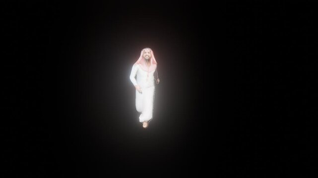 Football animation with arabian man character. For creating video content for YouTube, Instagram, social media, and more. Transparent background. PNG video file.