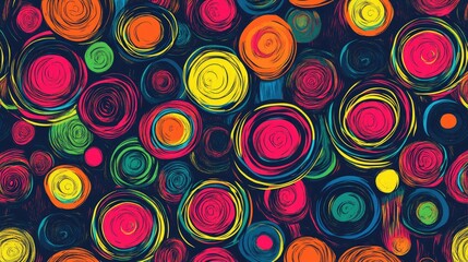 The stock photo shows a seamless texture of abstract, hand-drawn circles in a vibrant, slightly blurred style.