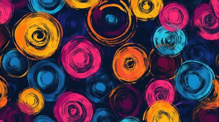 The stock photo shows a seamless texture of abstract, hand-drawn circles in a vibrant, energetic style.