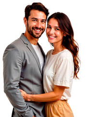Happy Couple Embracing and Smiling Together
