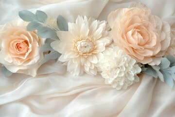 Obraz premium Delicate floral arrangement on a soft backdrop.