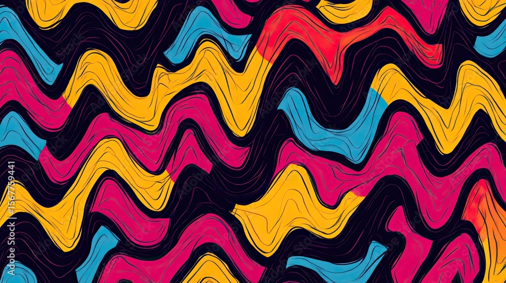 Poster the stock photo shows a smooth, abstract zigzag pattern created with a hand-drawn style.