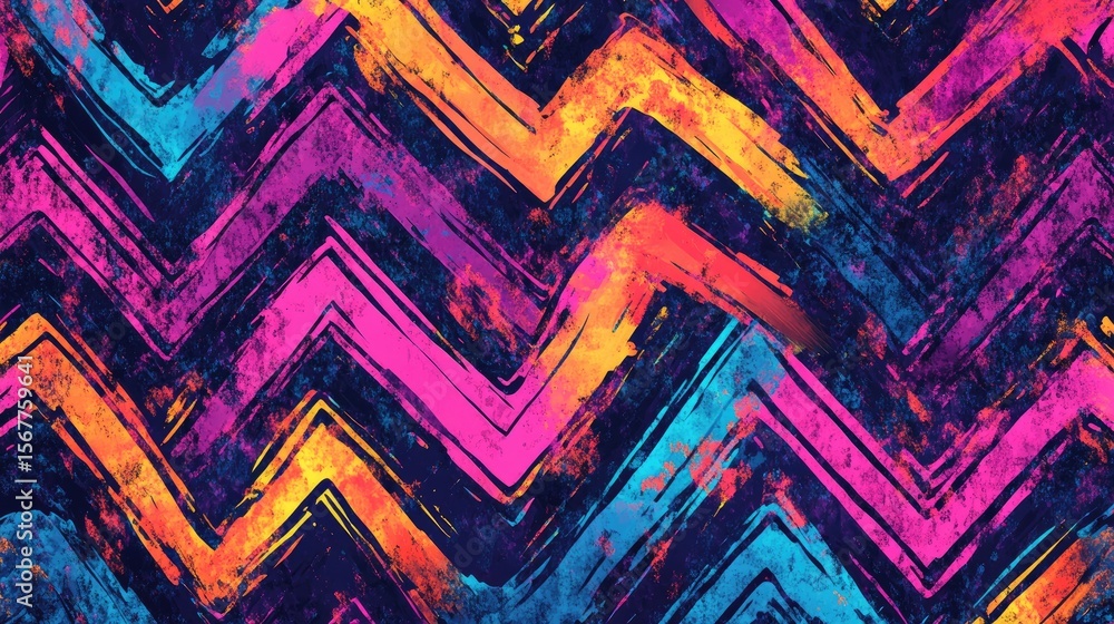 Poster the stock photo shows a seamless, abstract zigzag pattern created with a hand-drawn texture.