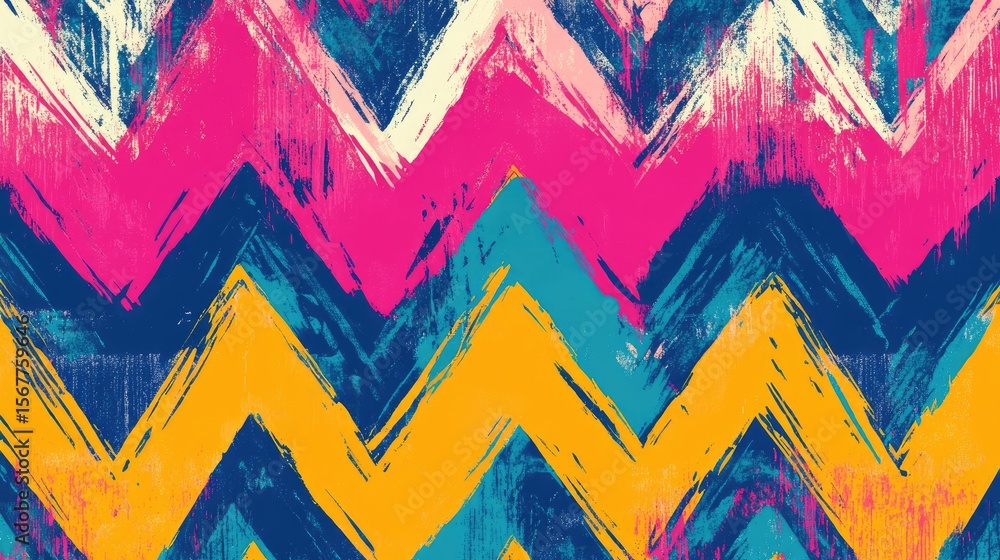 Poster the stock photo shows a seamless, abstract zigzag pattern created with a hand-drawn texture.