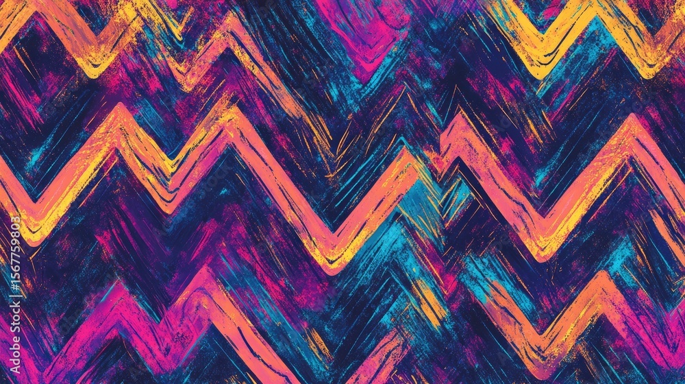 Poster the stock photo shows a seamless, abstract zigzag pattern created with a hand-drawn style.