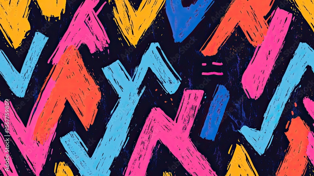 Poster the stock photo shows a seamless, abstract zigzag pattern created with a hand-drawn texture.