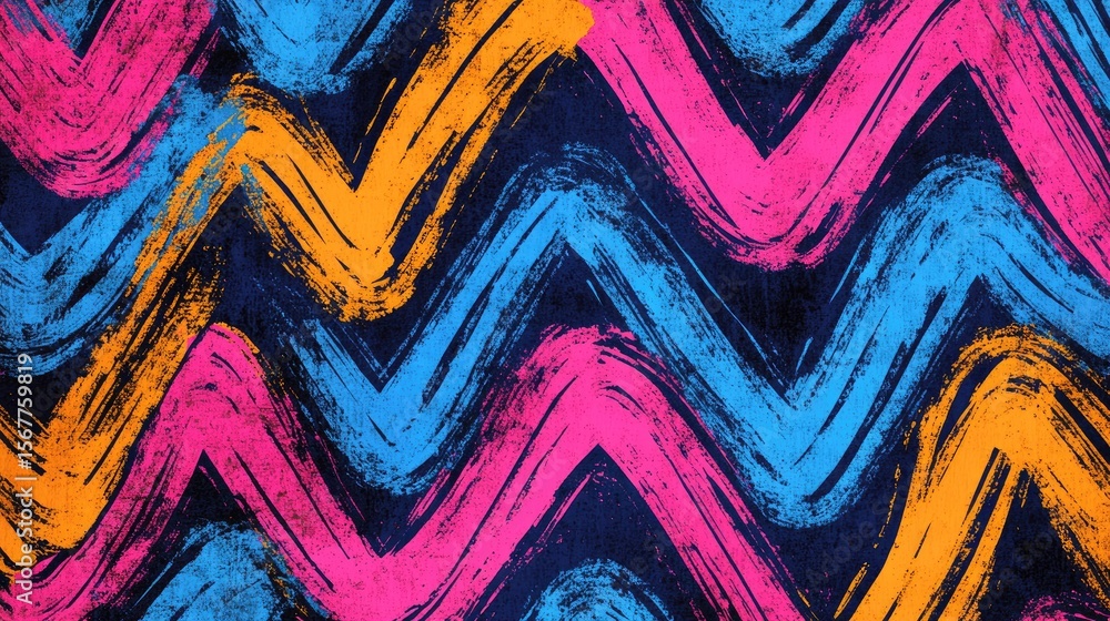 Poster the stock photo shows a seamless, abstract zigzag pattern created with a hand-drawn texture.