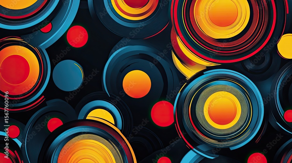 Poster the stock photo showcases a bold, seamless texture composed of abstract lines and circles.