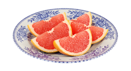 Grapefruit Slices Served on Traditional French Faience Dish
