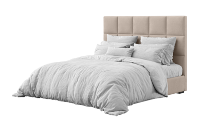Modern bed on isolated background. Furniture for collages, graphics designs, and presentations.