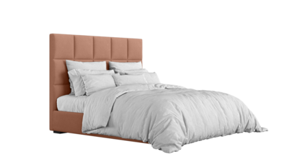Modern bed on isolated background. Furniture for collages, graphics designs, and presentations.