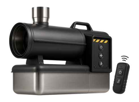 Diesel indirect-fired heater with a compact footprint and remote control capability for remote construction sites.