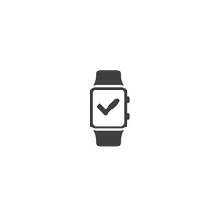 Dark gray smartwatch with checkmark icon wearable technology digital