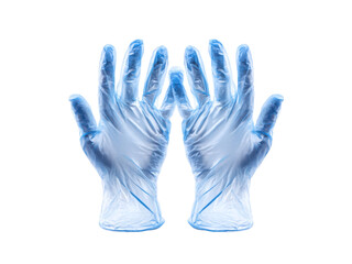 Transparent blue disposable hand protection gloves medical, Isolated, Transparent Png