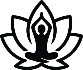 Yoga Pose Inside Lotus Logo ? Wellness and Meditation.eps