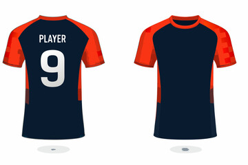 Naklejka premium Sports Jersey Template with Number Nine and Player Name on Back View