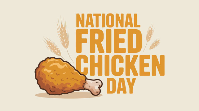 National Fried Chicken Day Poster with Crispy Drumstick Illustration - Powered by Adobe