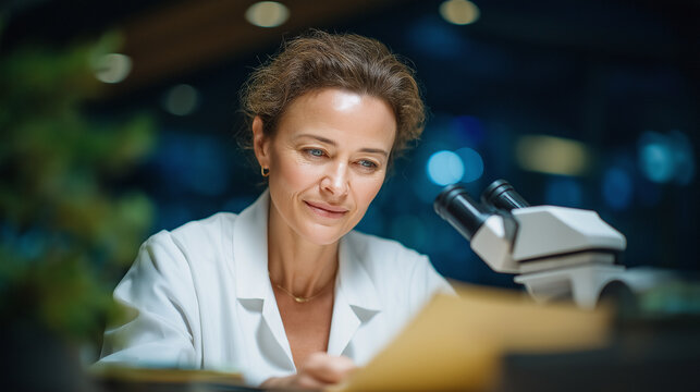 A dermatologist examining skin with a dermatoscope in a clinic