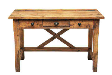 Rustic wooden table antique furniture design crafted with vintage charm and unique style aged on transparent background
