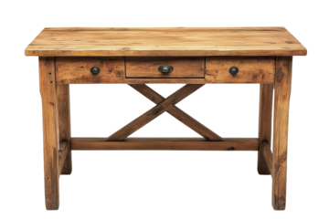 Rustic wooden table antique furniture design crafted with vintage charm and unique style aged on transparent background