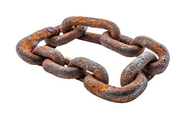 Obraz premium Rusted Iron Chain Links Antiquated Connection Strength in Decay Historical Artifact Industrial on transparent background