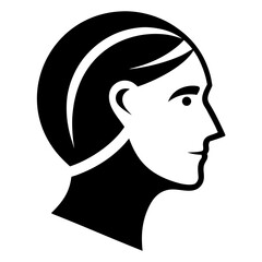 A human head in profile black and white vector icon on white background.