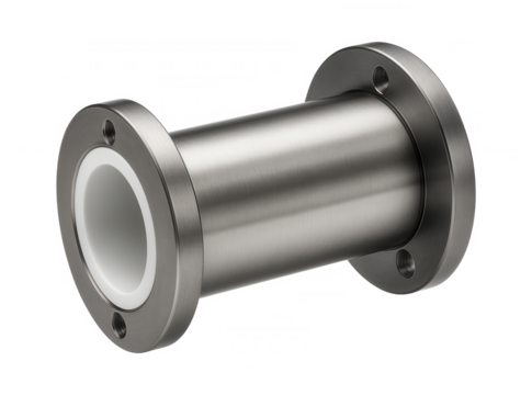 Linear plain bearing with a PTFE lining for friction reduction in a food processing conveyor system