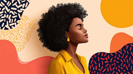 Portrait of calm woman with curly hair