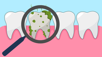 Tooth with bad smell and germs oral health and dental care vector illustration