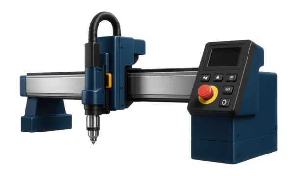 High-speed plasma cutting machine with a linear motor drive for rapid production in a signage workshop.