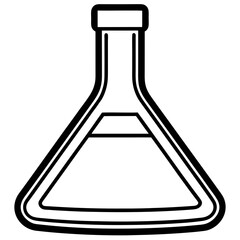 Erlenmeyer flask line art vector