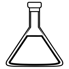 Erlenmeyer flask line art vector