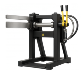 Hydraulic-powered duct bending machine with a reinforced steel frame for heavy-duty operations in industrial HVAC manufacturing.