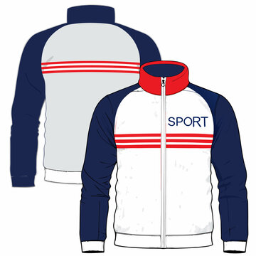 Sport Jacket Vector Template with Front and Back Views for Fashion Design