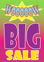 Poster, big sale, colorful background, in vertical.