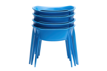 Stacked Blue Chair Seating Elegance Modern Furniture Design and Space Saving for Home Kitchen on transparent background