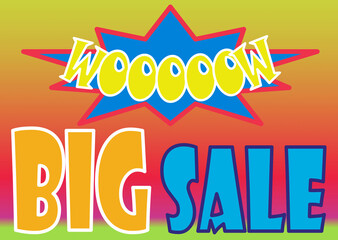 Poster, big sale, colorful background.