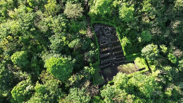 drone view old stone wall