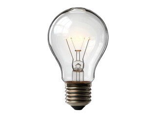 Glowing incandescent lightbulb with clear glass and metal base image, Isolated, Transparent Png