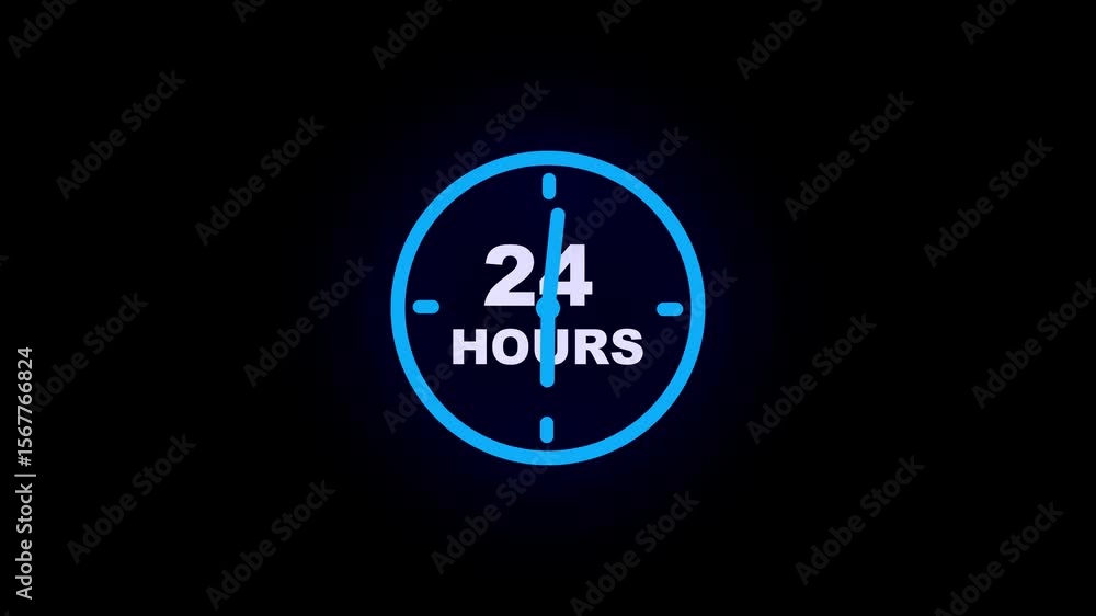 Poster analog clock icon . 24 hours customer service icon isolated , time icon. 24 hours fast delivery icon
