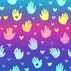 Fototapeta premium hand heart icons soft gradient background illustration