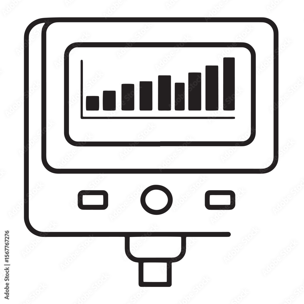Poster a vector illustration of a digital display showing statistical data progressing upwards
